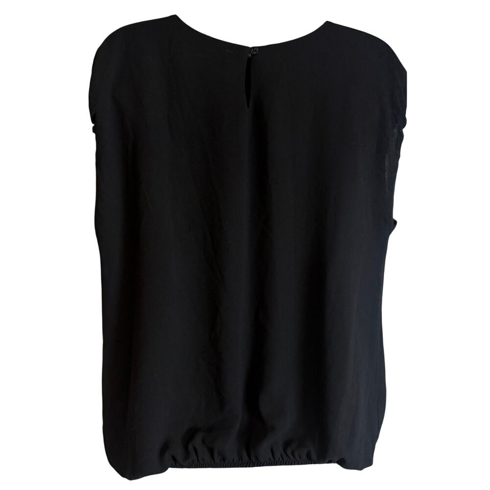 Studio M Womens Black Blouse Large Crochet Neck Boho Peasant Top NWT New - Picture 4 of 8